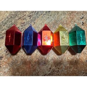 Vintage Jewel Brite Plastic Diorama Christmas Ornaments MCM Set of 5